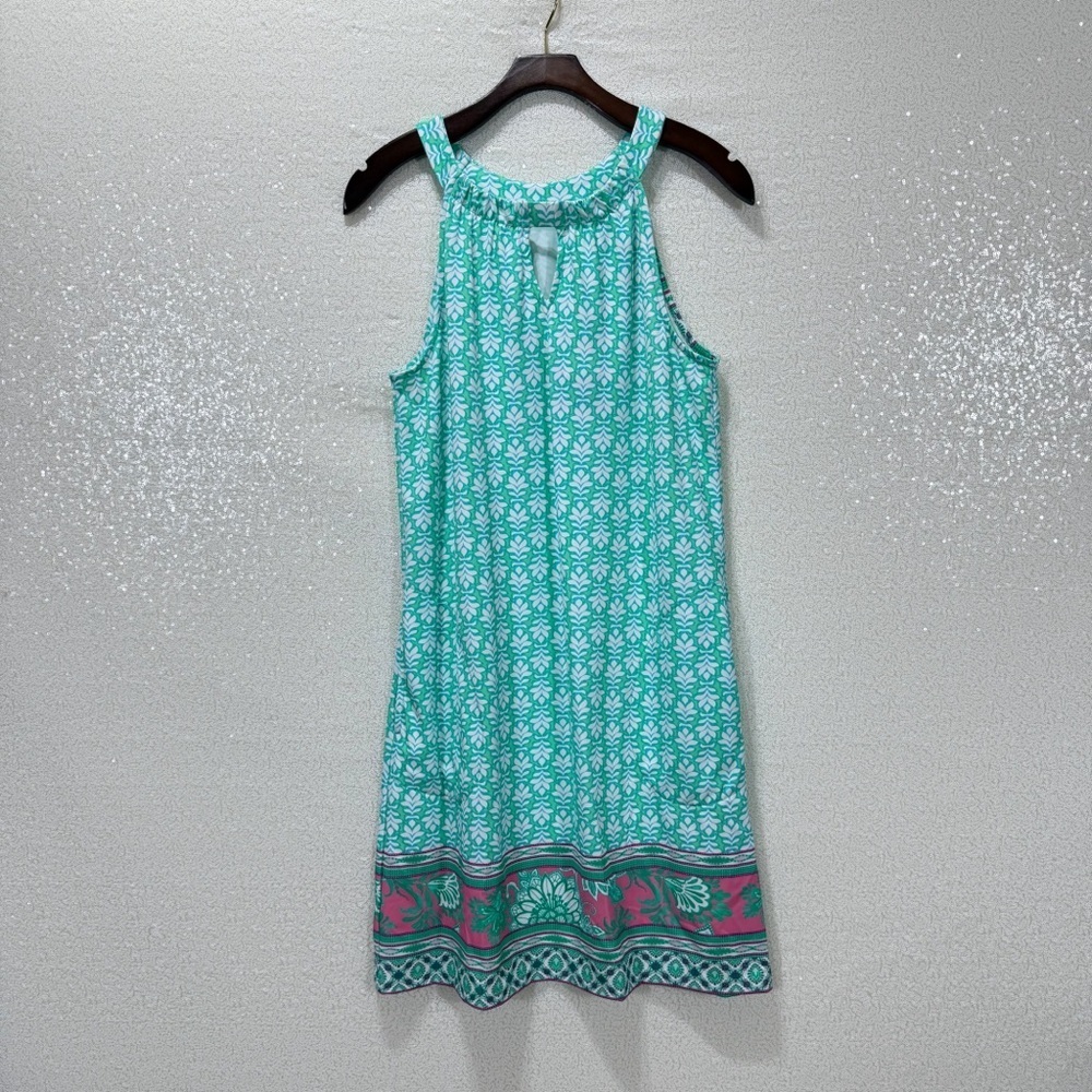 Cabana Life UPF 50+ Green Print Sleeveless Shift Dress Small NWT Travel Resort - Picture 6 of 12